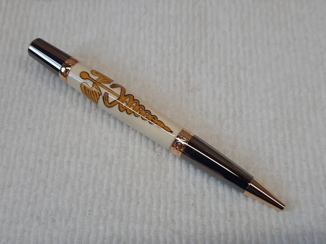 The pen I made for my sisters graduation #pen #penmaking #gift #caduceus #lathe #makestuff #makeeverything