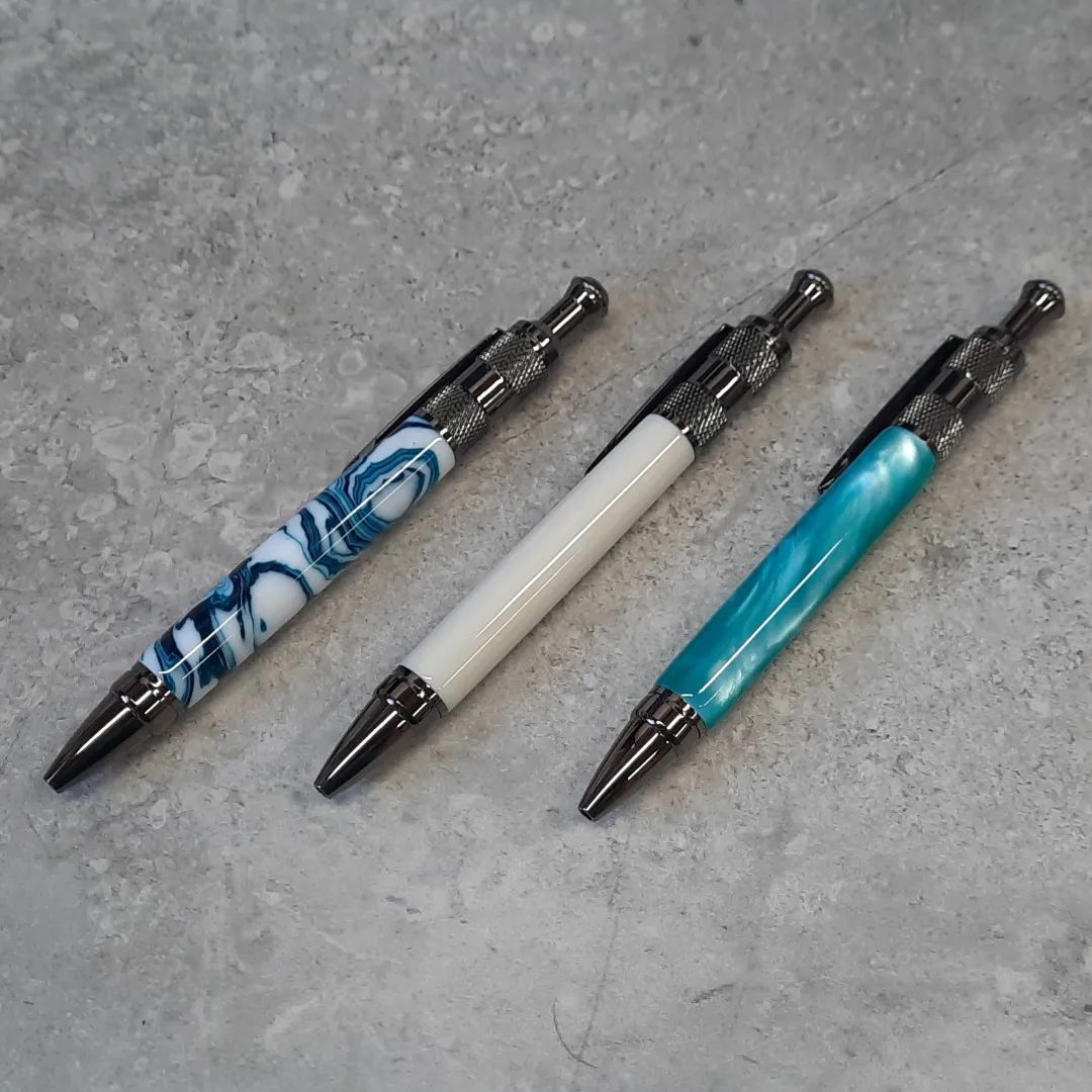 Gunmetal Firld Pens #pens #pen #penmaking #ivory #gunmetal #blue