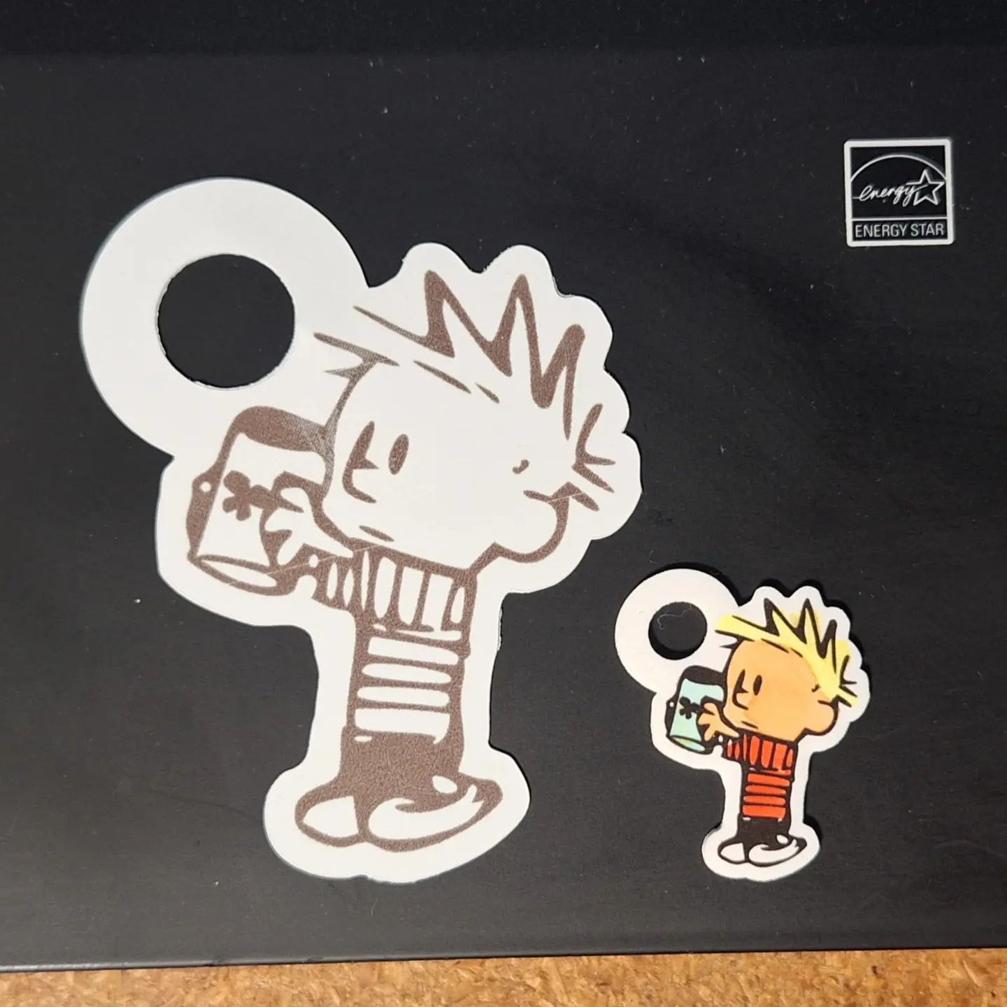 Shrinky dink.... trying to get settings right! #shrink #shrinkplastic #shrinkydink #shrinkydinks #calvinandhobbes